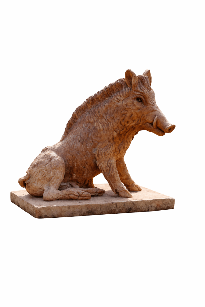 Sanglier en terre cuite d’Impruneta authentique – sculpture de jardin expressive et puissante